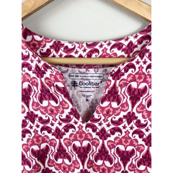 Coolibar Oceanside Tunic Dress Womens Sz M Pink UPF 50+ Beach Travel Vacation - Picture 2 of 8